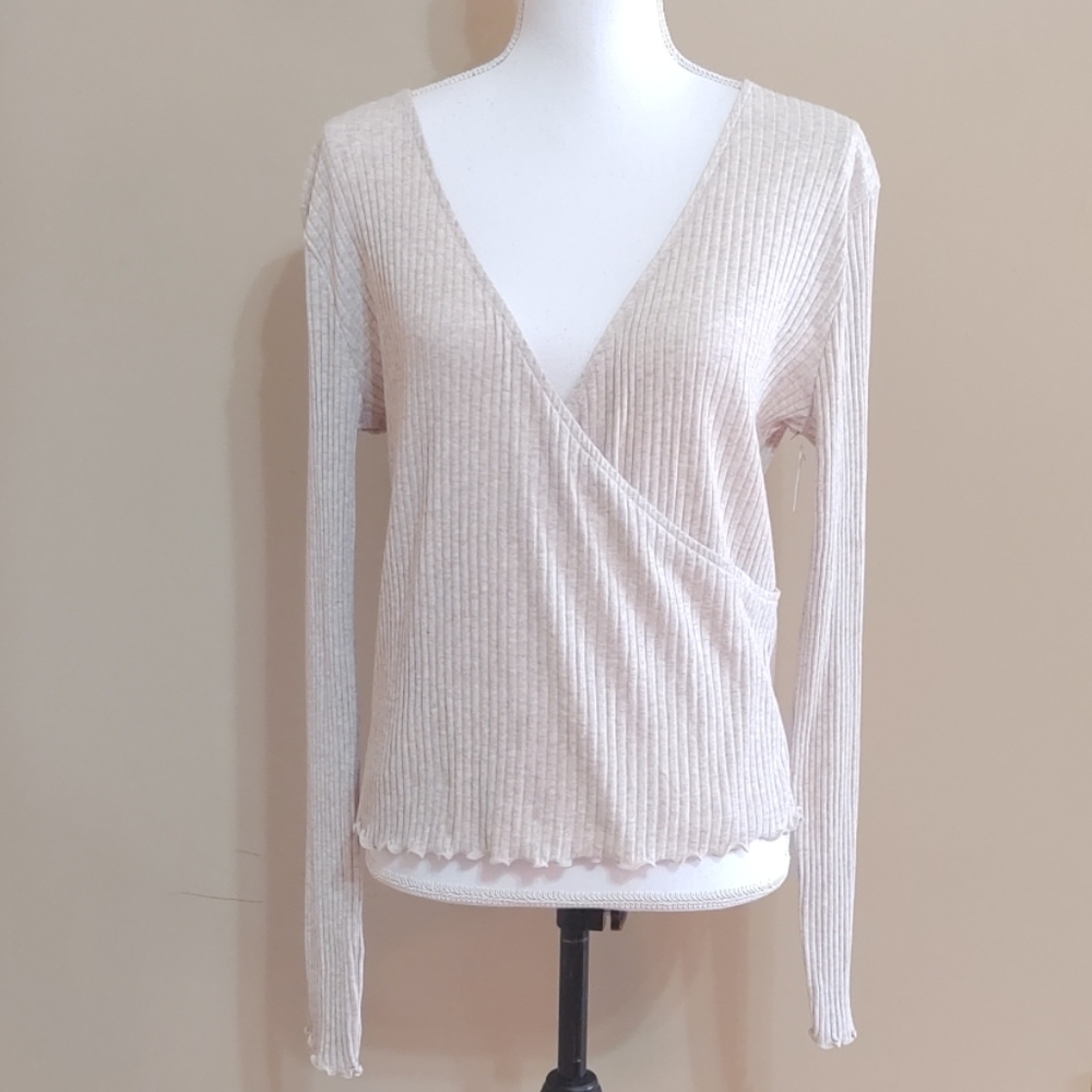 BP. Wrap Long Sleeve Knit Top